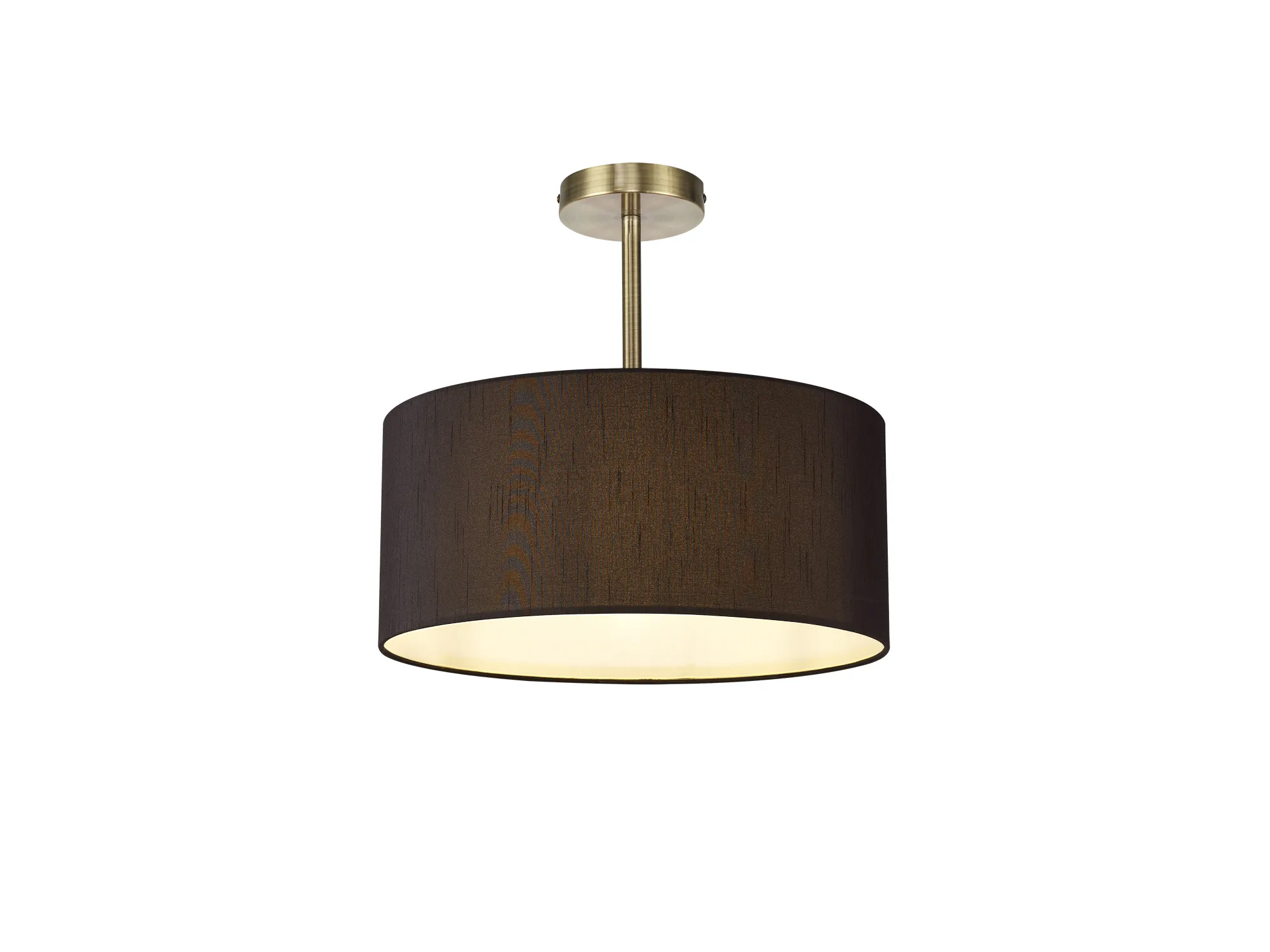 DK0173  Baymont 40cm Semi Flush 1 Light Antique Brass, Black